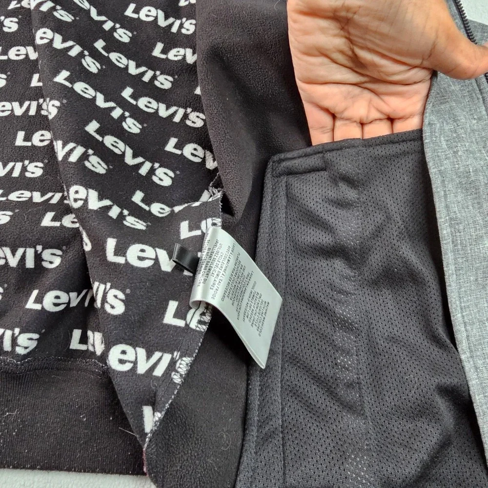 Levi's Men's‎ Hooded Jacket Gray Full Zip Polyester Casual Lightweight Outerwear